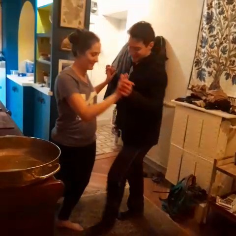 Teaching the Cha-Cha to my friend Tess in France